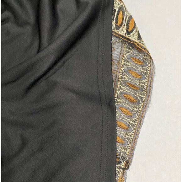 Adrianna Papell 3/4 Sheer Sleeve Beaded Embroidered Black Flower Dress Sz 6 - Picture 9 of 15